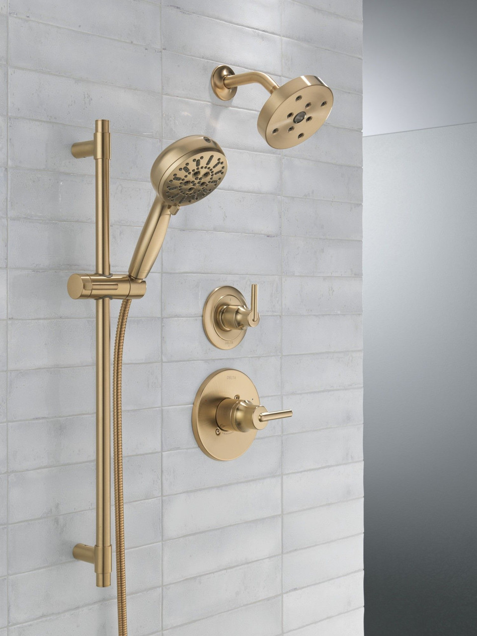 51584-CZ-PR Universal Showering Components 7-Setting Slide Bar Hand Shower with Cleaning Spray, Lumicoat Champagne Bronze