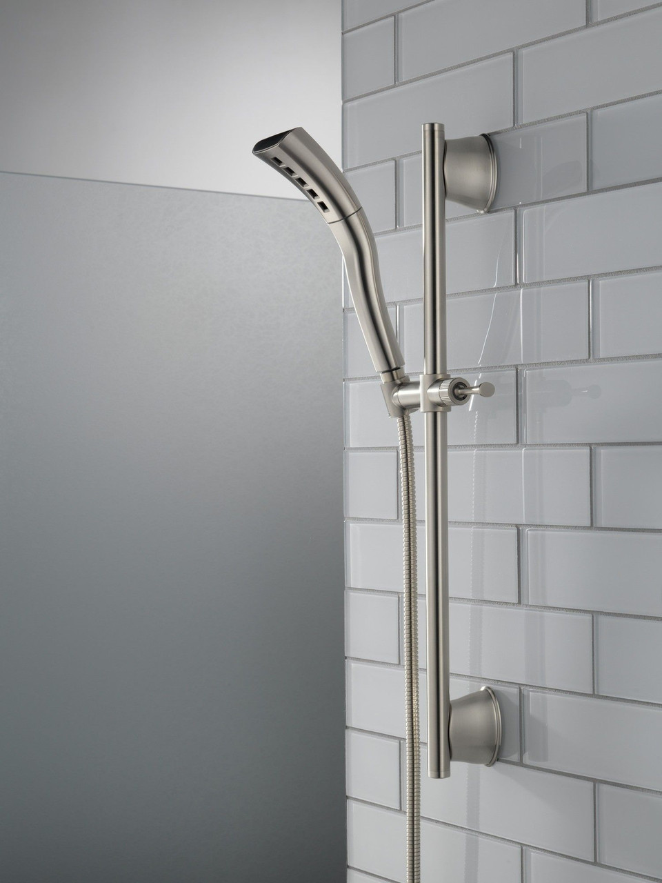 51579-SS Universal Showering Components H2Okinetic Single-Setting Slide Bar Hand Shower, Stainless