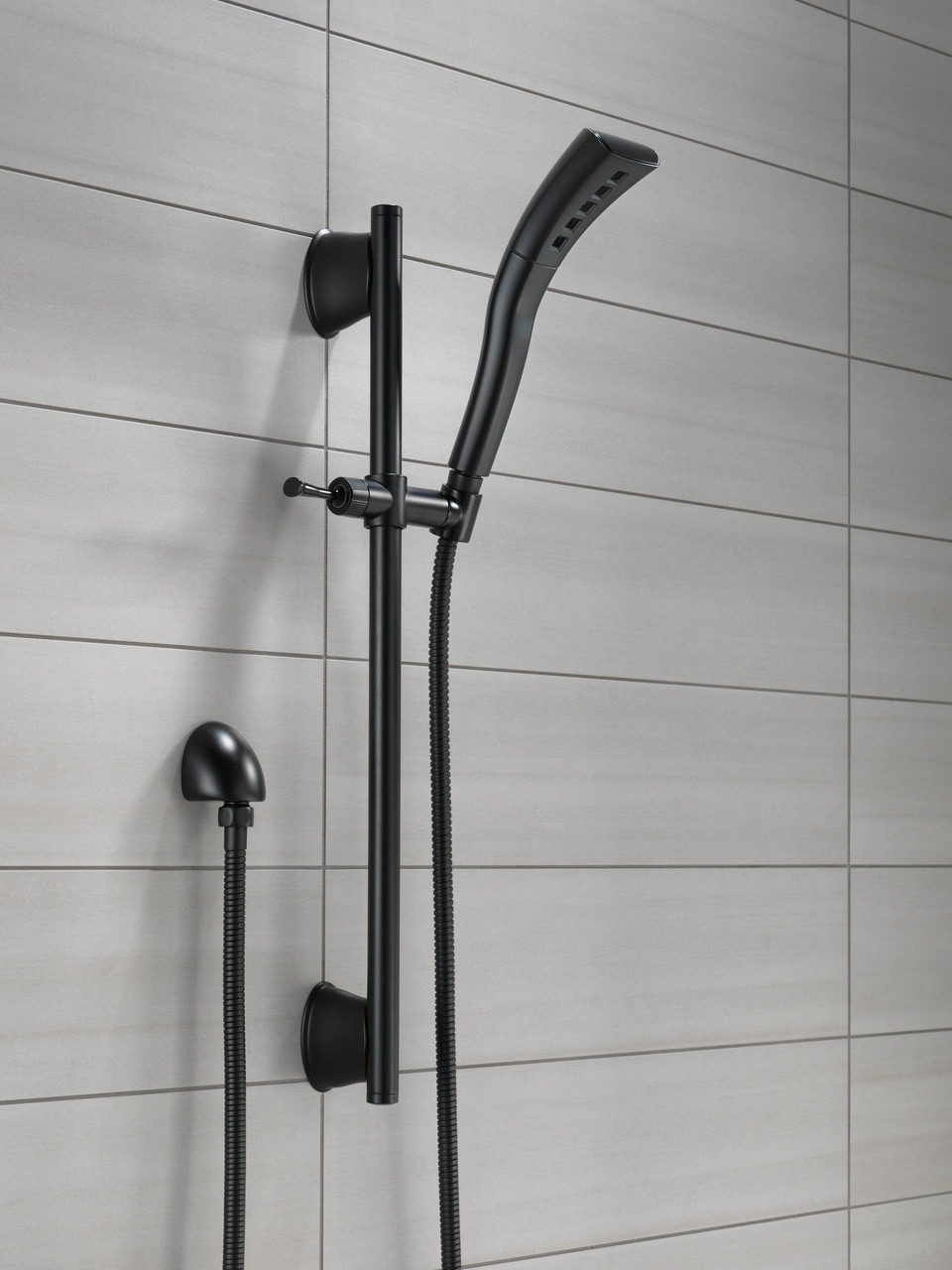 51579-BL Universal Showering Components Single-Setting H2Okinetic Slide Bar Hand Shower, Matte Black