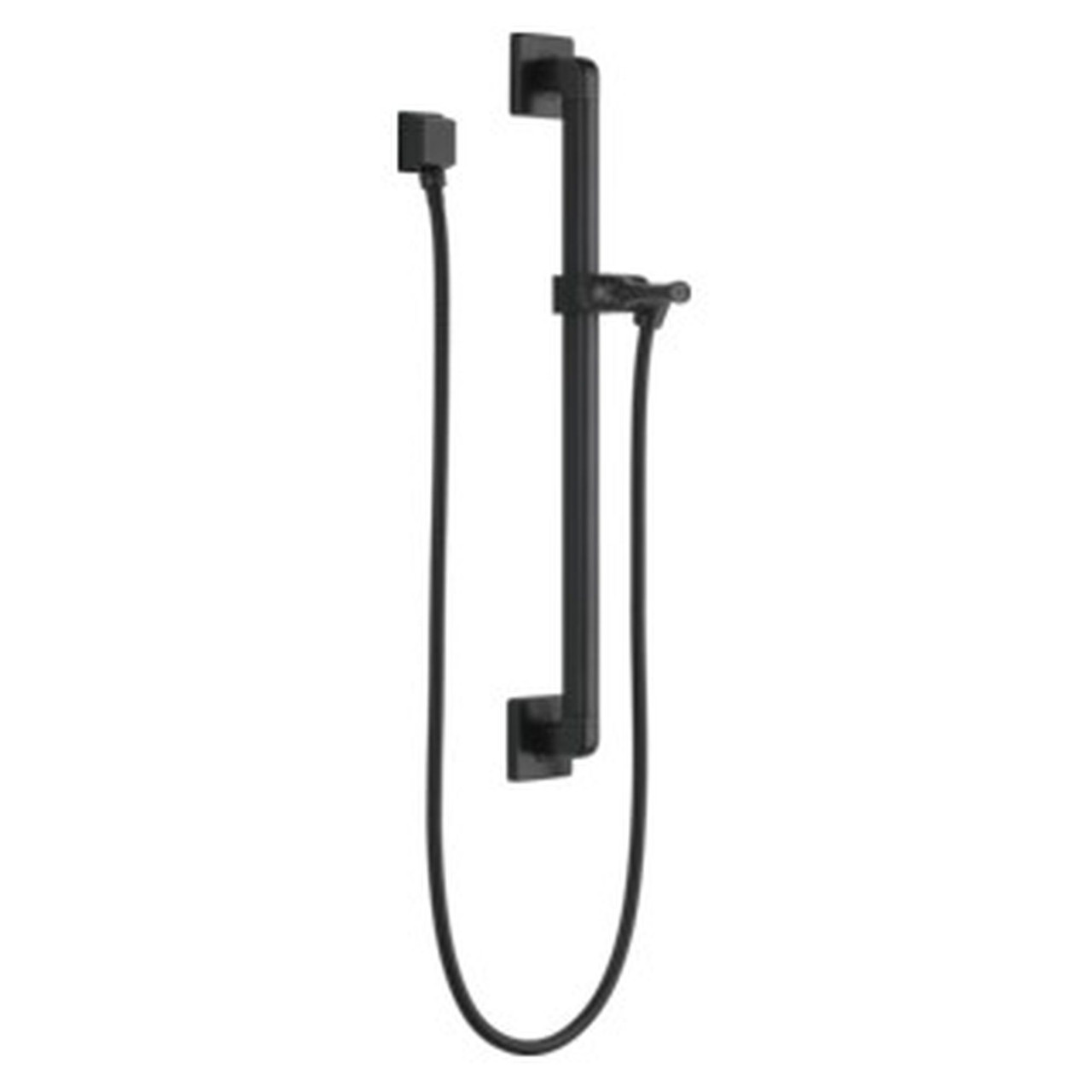 51500-BL Universal Showering Components Adjustable Slide Bar / Grab Bar Assembly with Elbow, Matte Black