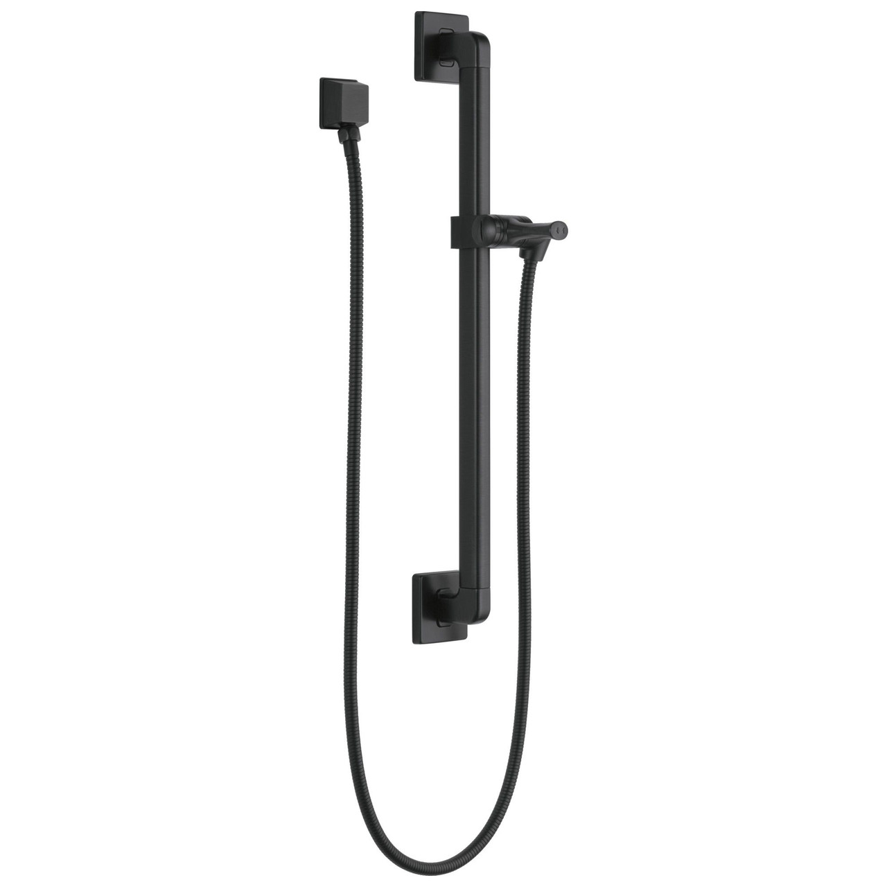 51500-BL Universal Showering Components Adjustable Slide Bar / Grab Bar Assembly with Elbow, Matte Black