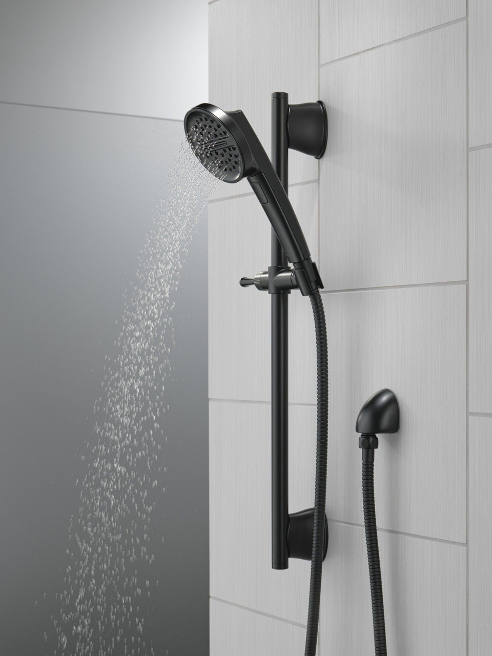 51386-BL Universal Showering Components 3-Setting Slide Bar Handshower, Matte Black