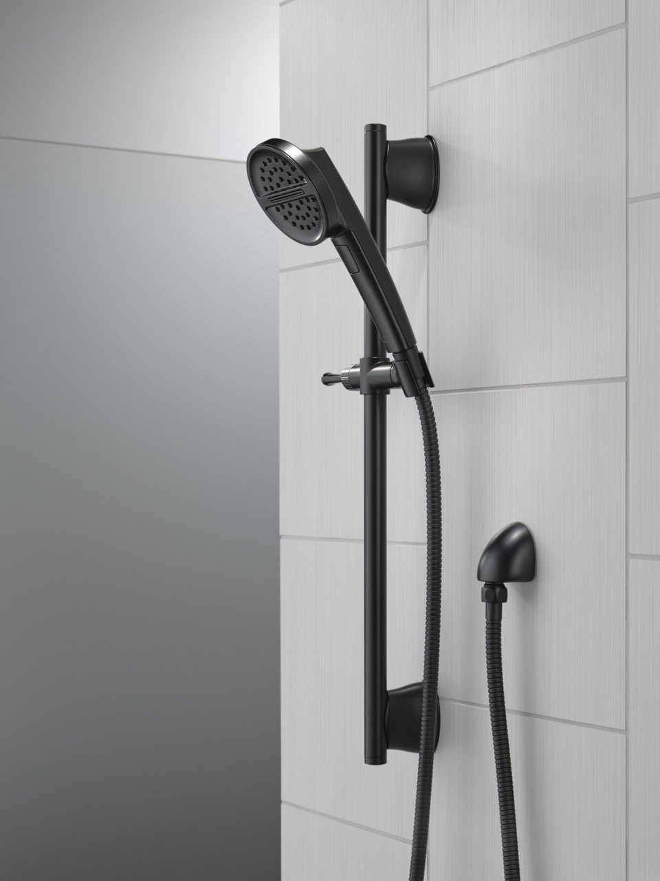 51386-BL Universal Showering Components 3-Setting Slide Bar Handshower, Matte Black