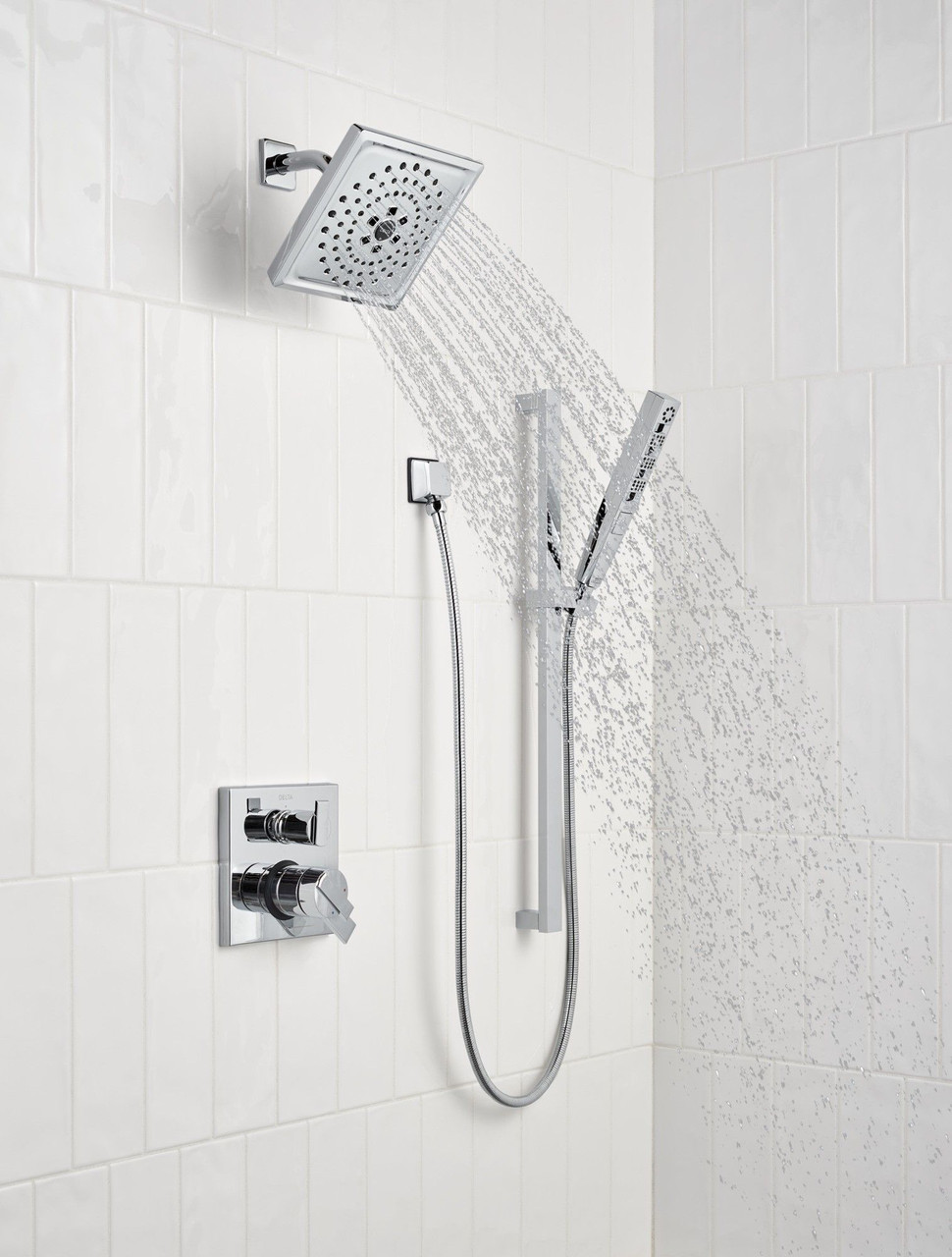 51140-PR Universal Showering Components H2Okinetic Hand Shower 1.75 GPM w/Slide Bar 4S, Lumicoat Chrome