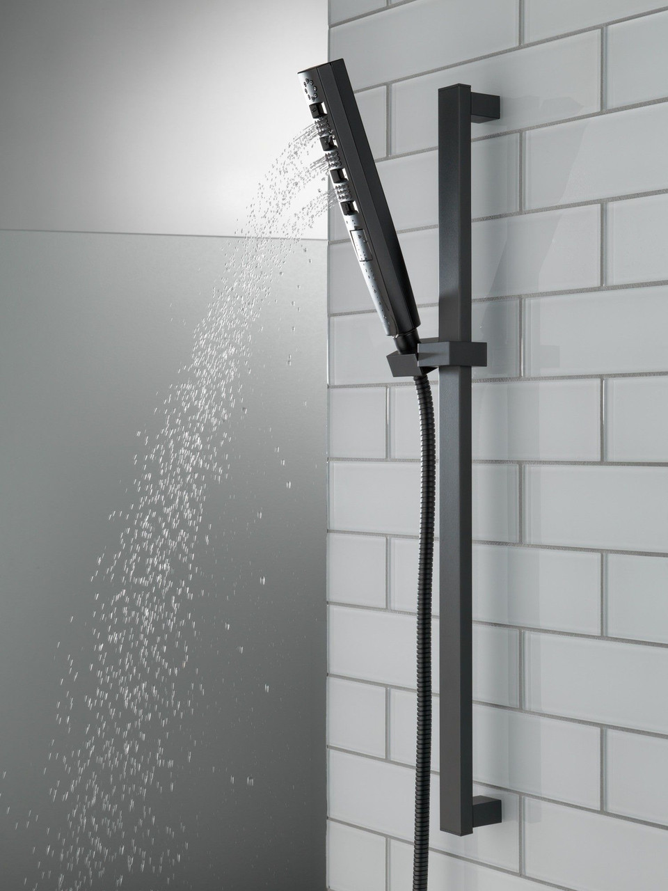 51140-BL Universal Showering Components H2Okinetic Hand Shower 1.75 GPM w/Slide Bar 4S, Matte Black