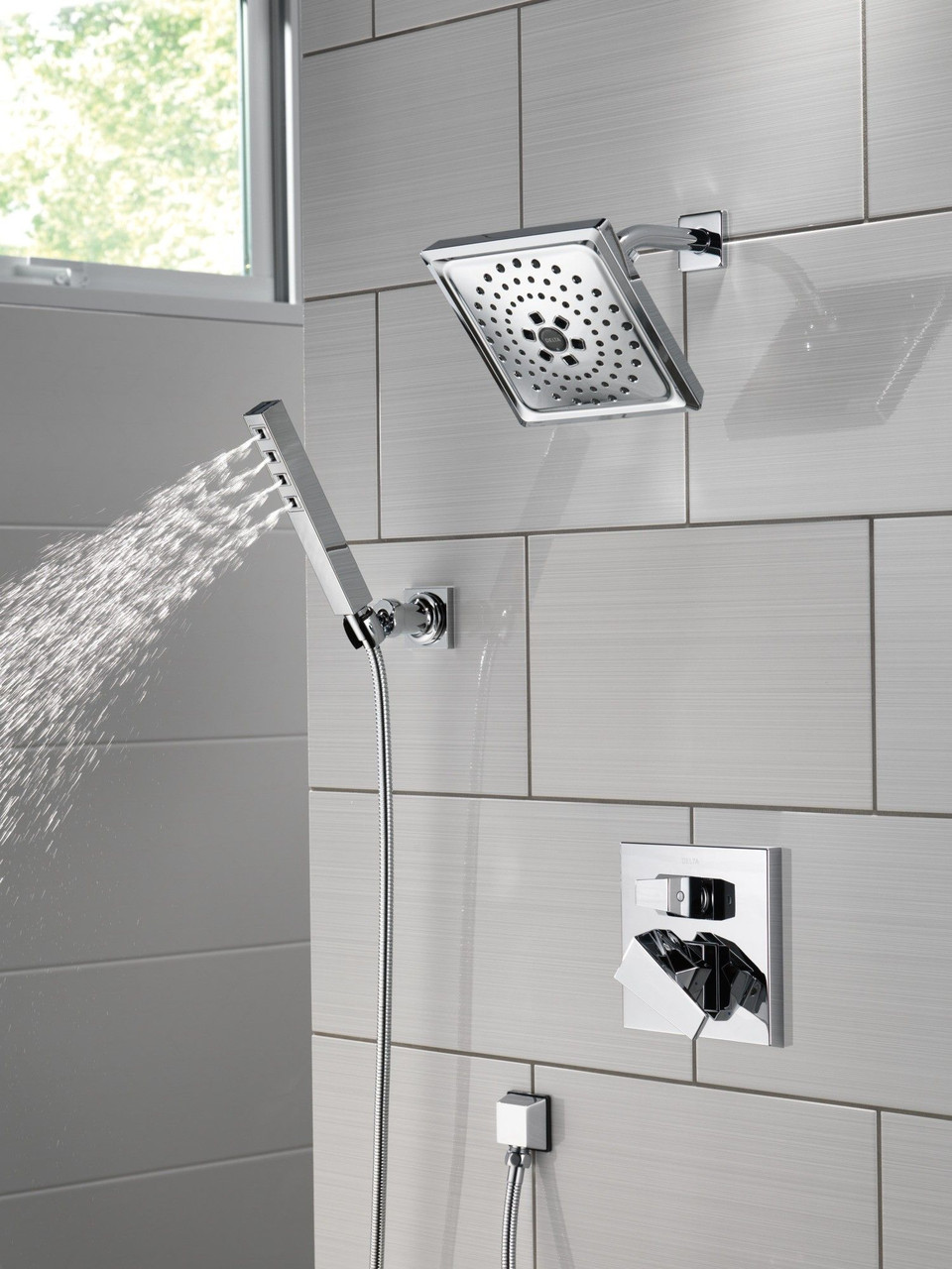 50570-PR Universal Showering Components Square Wall Elbow for Hand Shower, Lumicoat Chrome