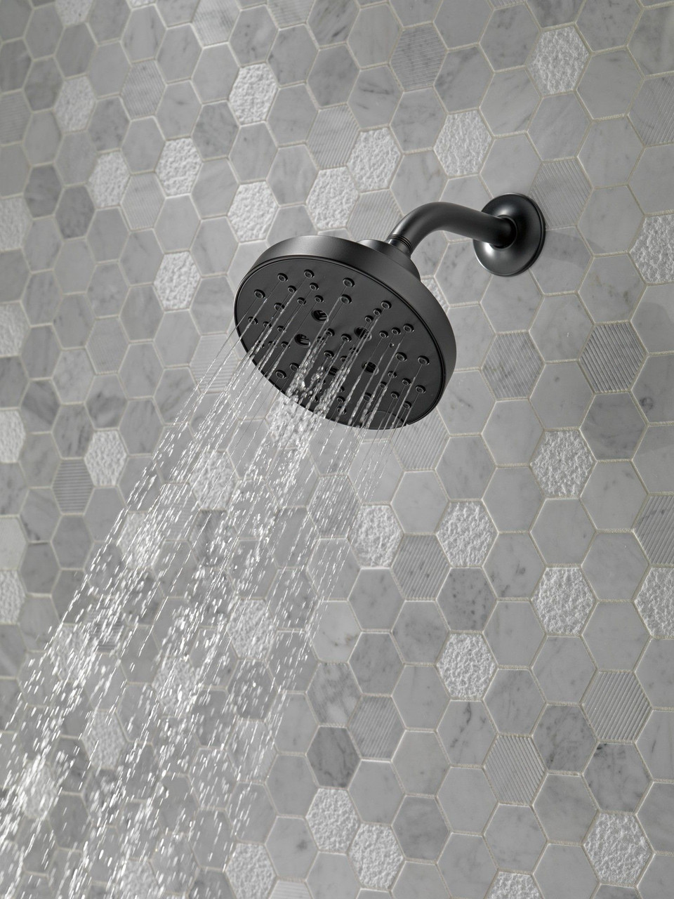 75568BL Universal Showering Components H2Okinetic 5-Setting Shower Head, Matte Black