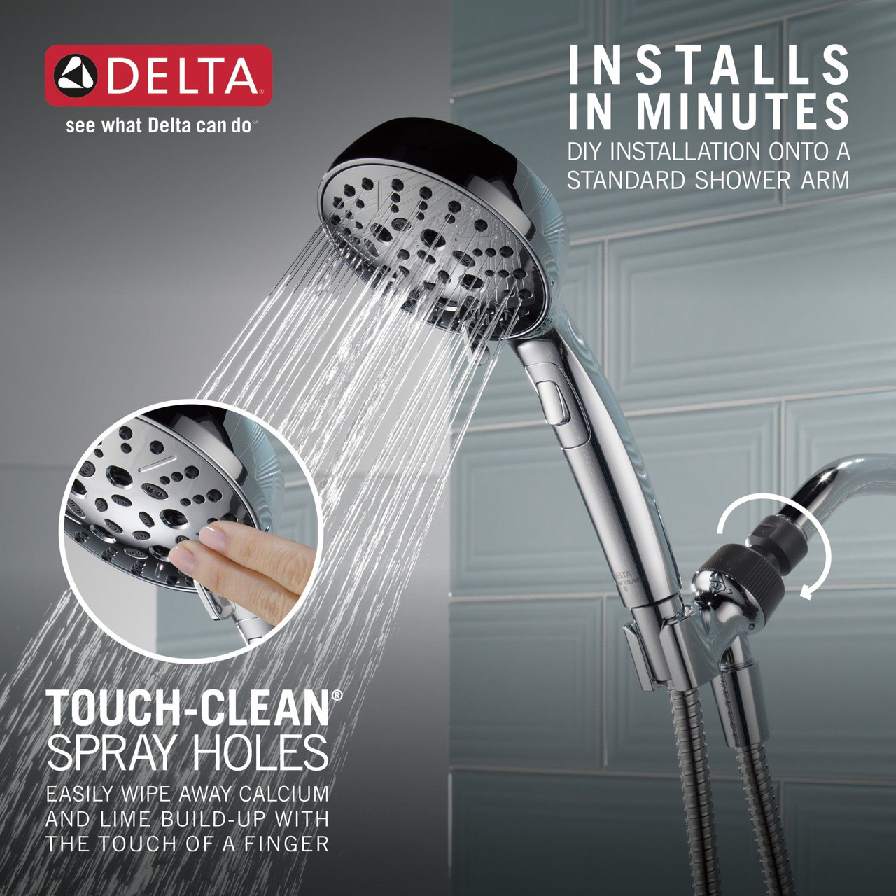 75536Universal Showering Components H2Okinetic 6-Setting Hand Shower, Chrome