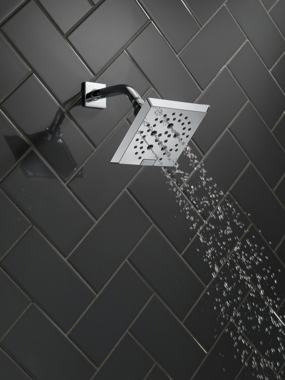 Delta 52664Universal Showering Components H2Okinetic 5-Setting Angular Modern Raincan Shower Head, Chrome
