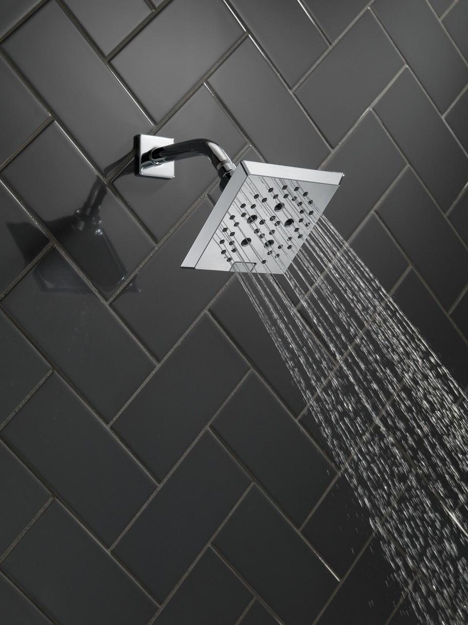 Delta 52664Universal Showering Components H2Okinetic 5-Setting Angular Modern Raincan Shower Head, Chrome