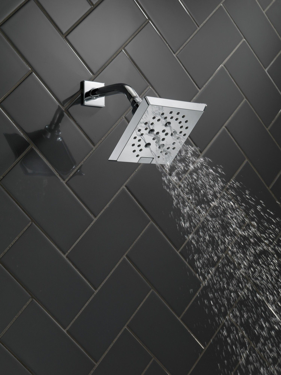 Delta 52664Universal Showering Components H2Okinetic 5-Setting Angular Modern Raincan Shower Head, Chrome