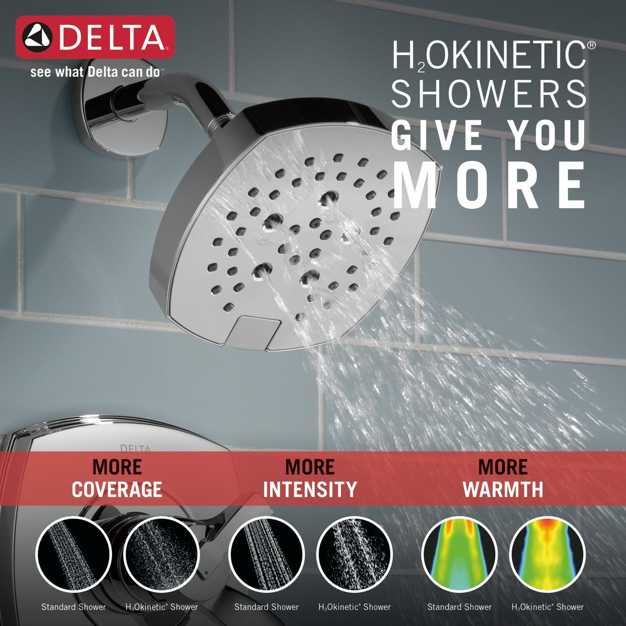 Delta 52663Universal Showering Components 5-Setting H2Okinetic Shower Head, Chrome