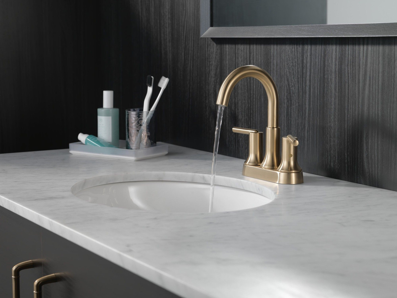 Delta 2559-CZMPU-DST Trinsic Two Handle Centerset Bathroom Faucet, Champagne Bronze