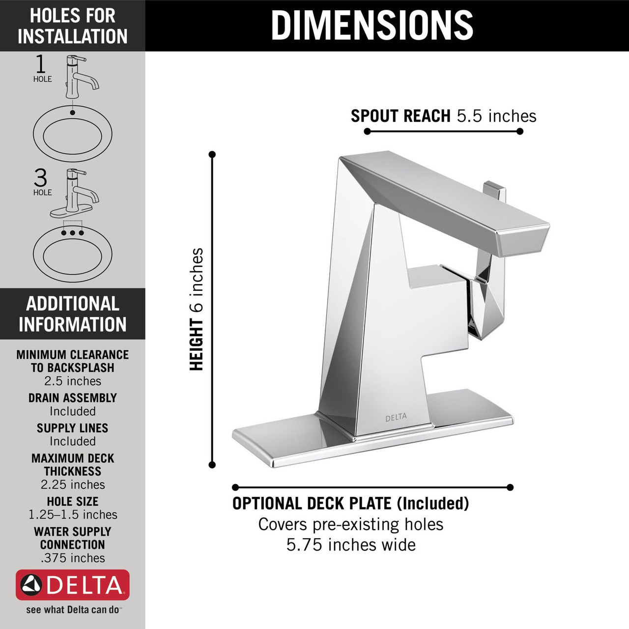 Delta 543-PR-MPU-DST Trillian Single Handle Bathroom Faucet, Lumicoat Chrome