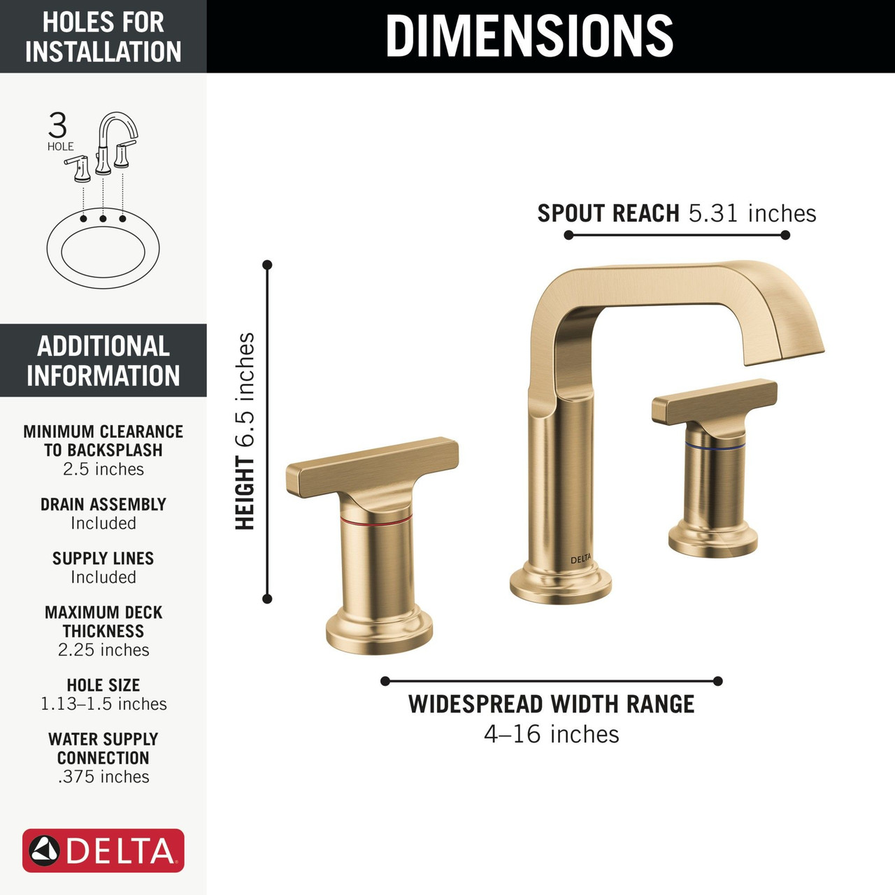Delta 35587-CZ-PR-DST Tetra Two Handle Widespread Bathroom Faucet, Lumicoat Champagne Bronze