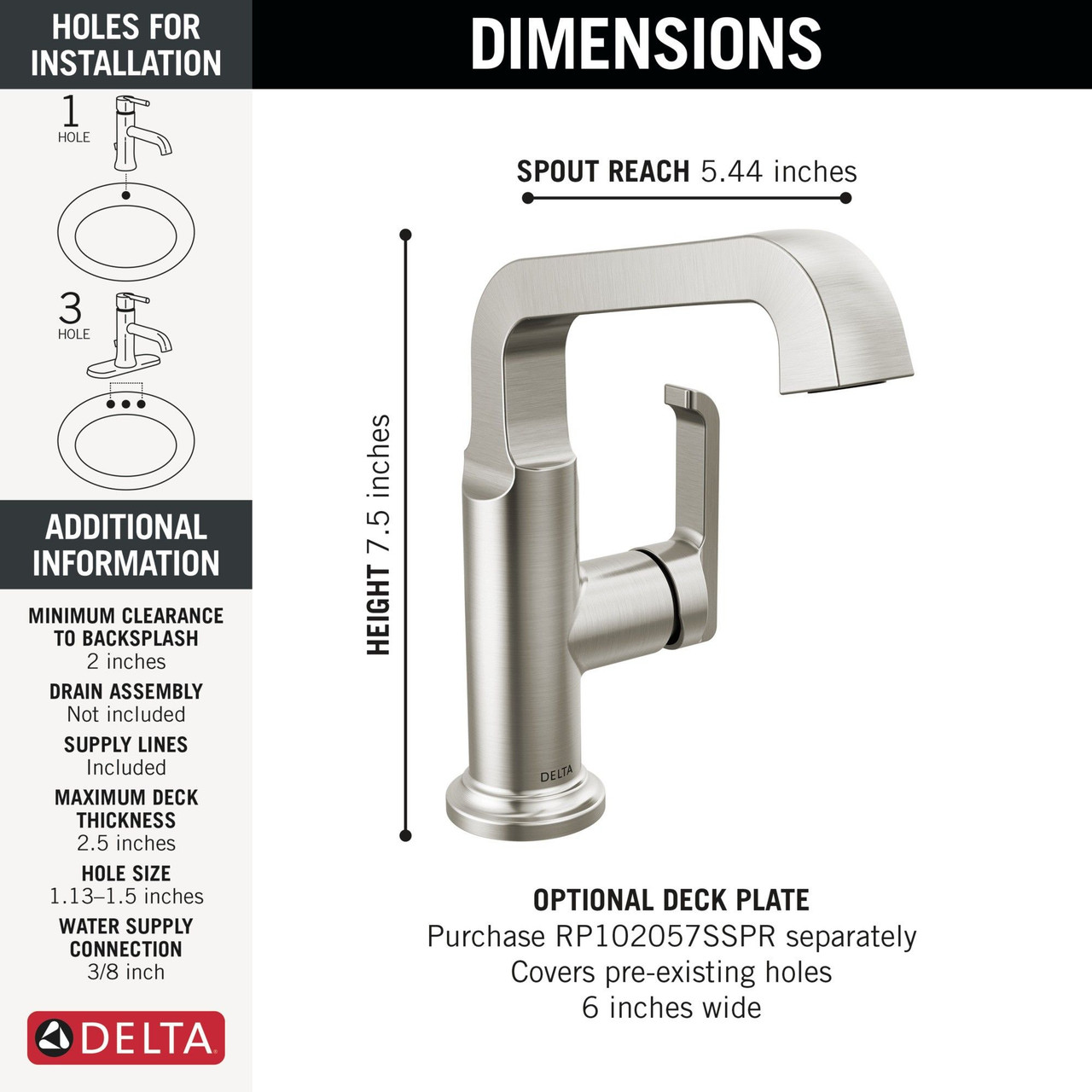689-SS-PR-DST Tetra Single Handle Mid-Height Vessel Bathroom, Lumicoat Stainless