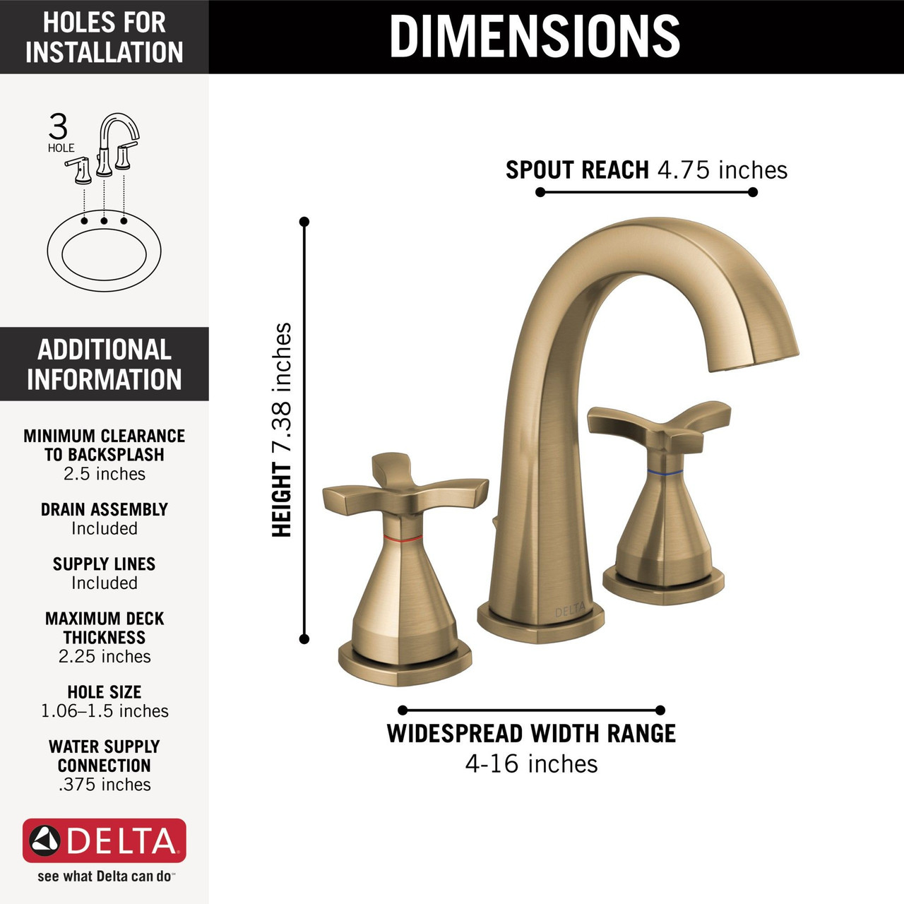 Delta 357756-CZMPU-DST Stryke Widespread Faucet, Champagne Bronze
