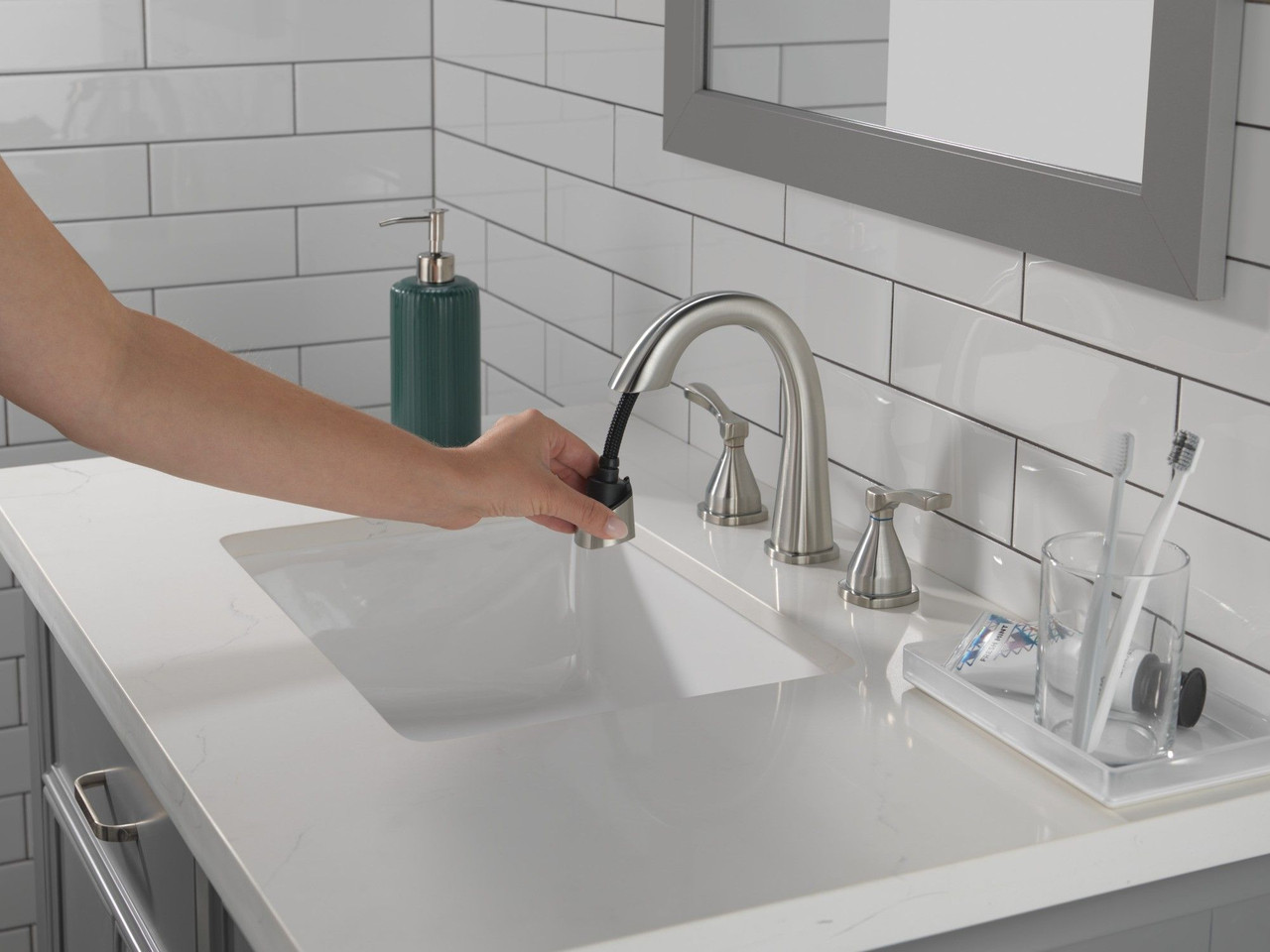 Delta 35775-SSPD-PR-DST Stryke Two Handle Widespread Pull Down Bathroom Faucet, Lumicoat Stainless