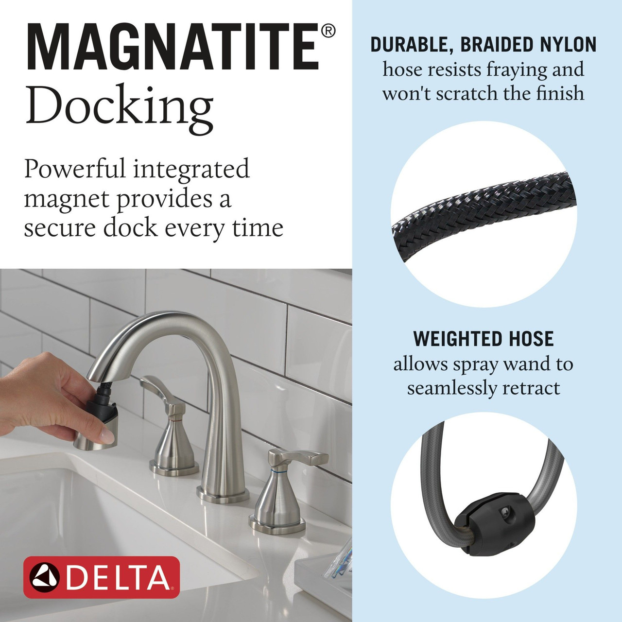 Delta 35775-SSPD-PR-DST Stryke Two Handle Widespread Pull Down Bathroom Faucet, Lumicoat Stainless