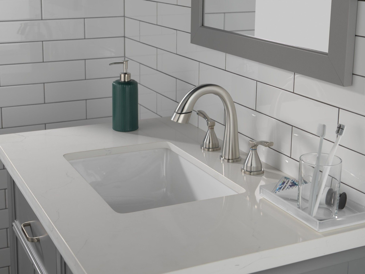 35775-SSPD-PR-DST Stryke Two Handle Widespread Pull Down Bathroom Faucet, Lumicoat Stainless