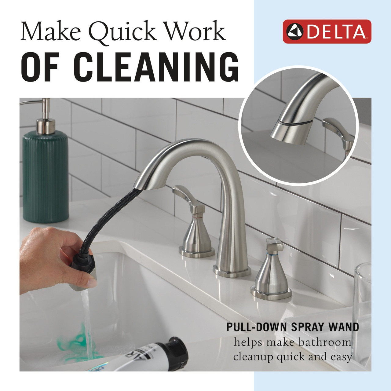 35775-SSPD-PR-DST Stryke Two Handle Widespread Pull Down Bathroom Faucet, Lumicoat Stainless