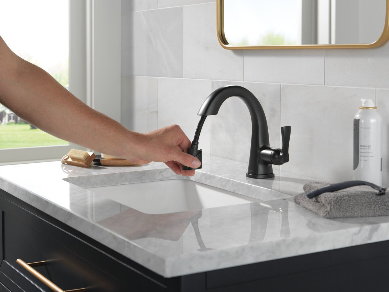 577-BLPD-DST Stryke Single Handle Pull Down Bathroom Faucet, Matte Black