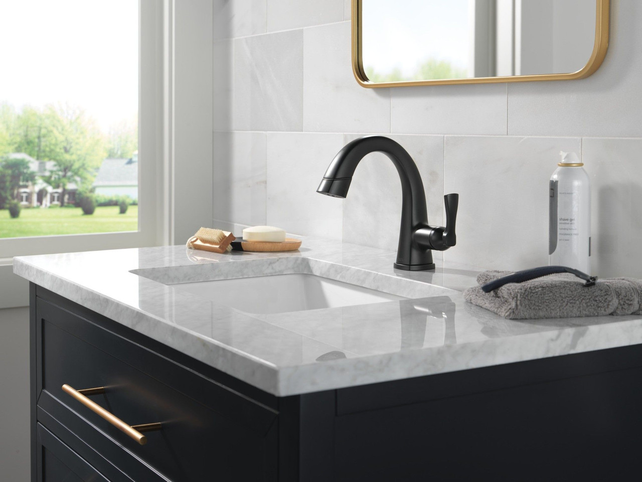 577-BLPD-DST Stryke Single Handle Pull Down Bathroom Faucet, Matte Black