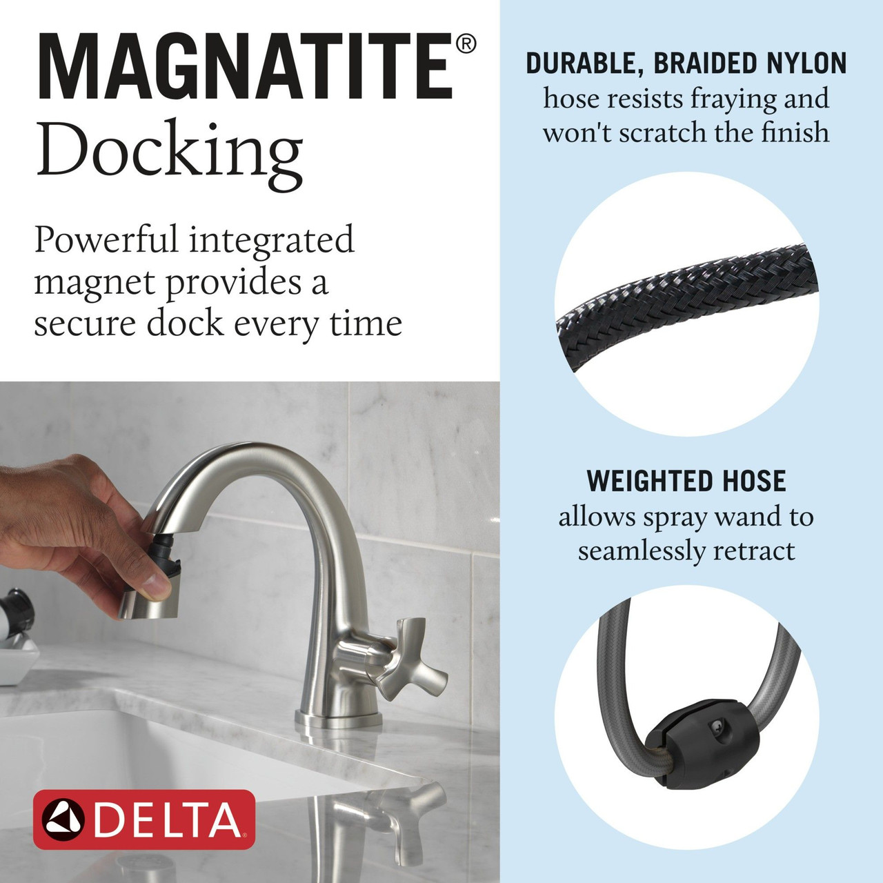 Delta 5776-SSPD-PR-DST Stryke Single Handle Pull Down Bathroom Faucet, Lumicoat Stainless