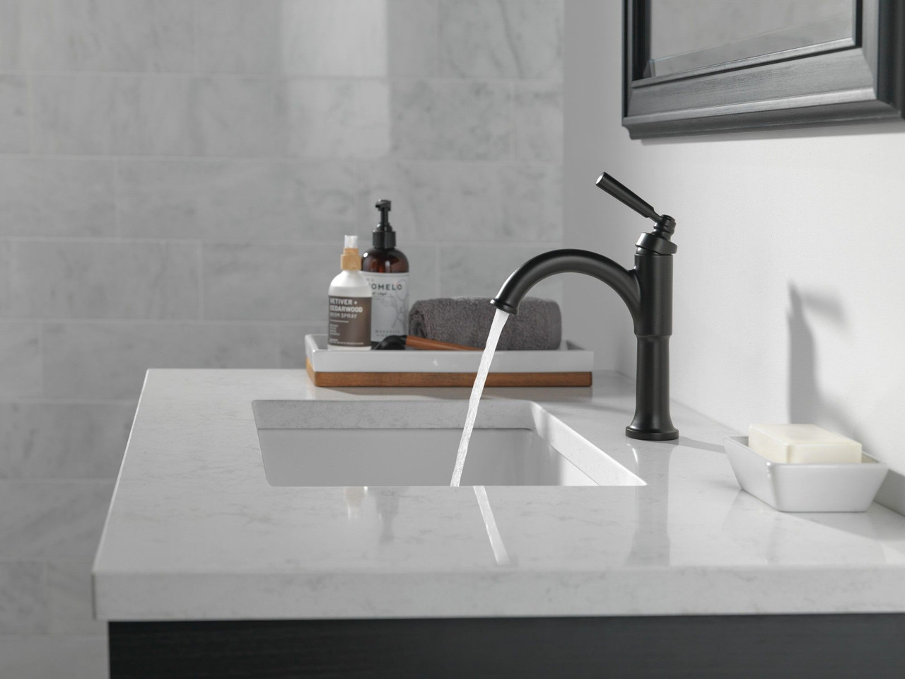Delta 535-BLMPU-DST SAYLOR Single Handle Bathroom Faucet, Matte Black