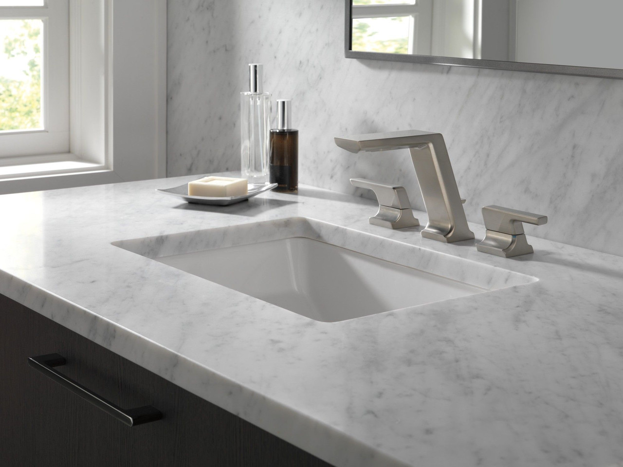 3599LF-SS-PR-MPU Pivotal Two Handle Widespread Bathroom Faucet, Lumicoat Stainless