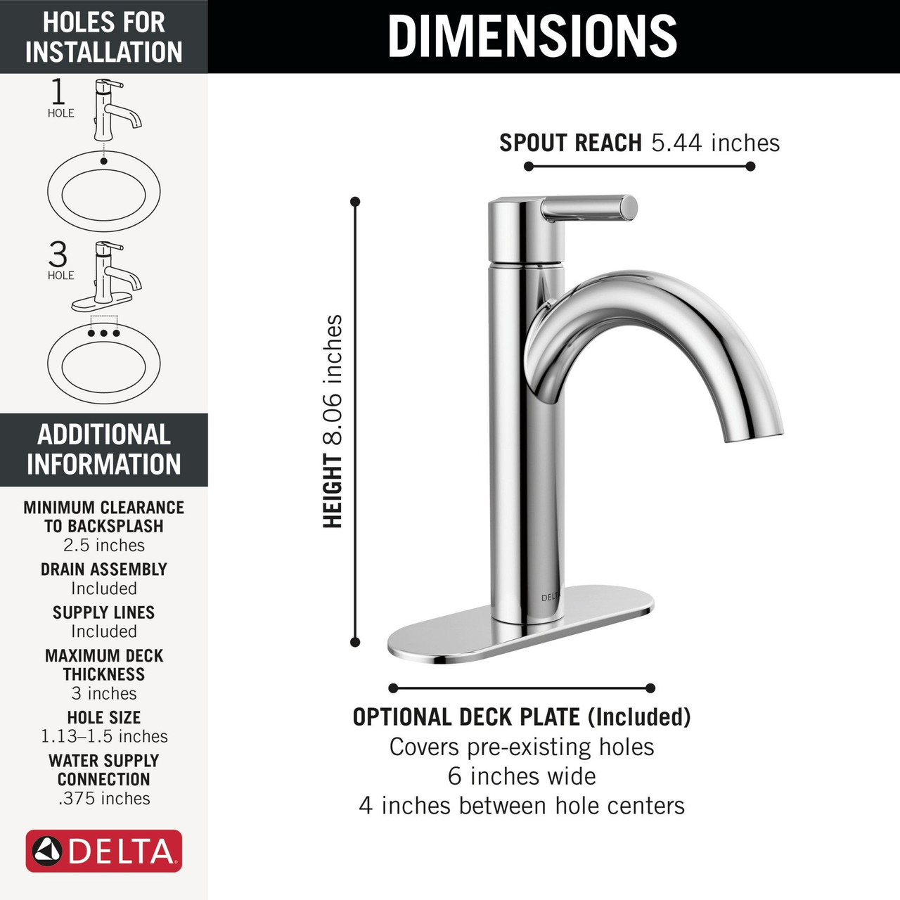 Delta 15749LF Nicoli Single Handle Bathroom Faucet, Chrome