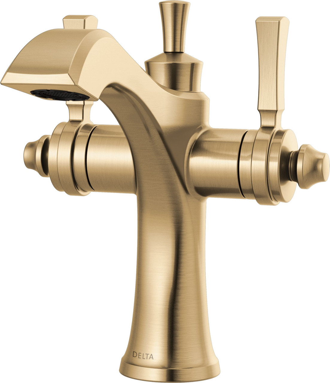 856-CZ-DST Dorval Two Handle Single Hole Monoblock Bathroom Faucet, Champagne Bronze