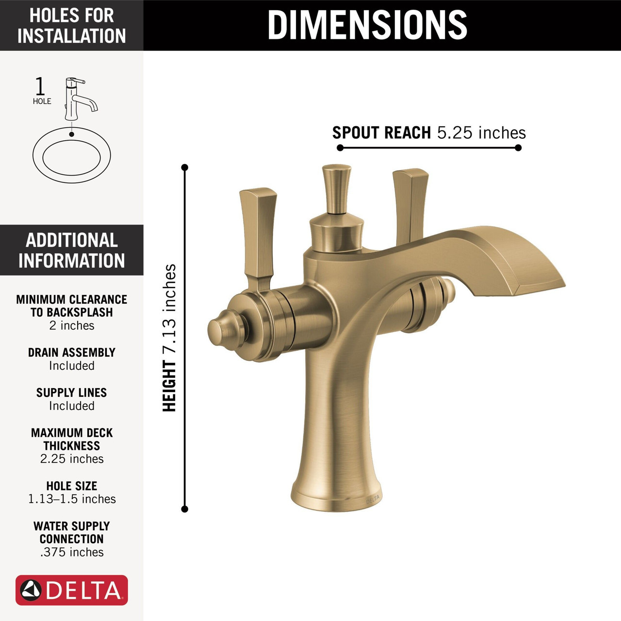 856-CZ-DST Dorval Two Handle Single Hole Monoblock Bathroom Faucet, Champagne Bronze
