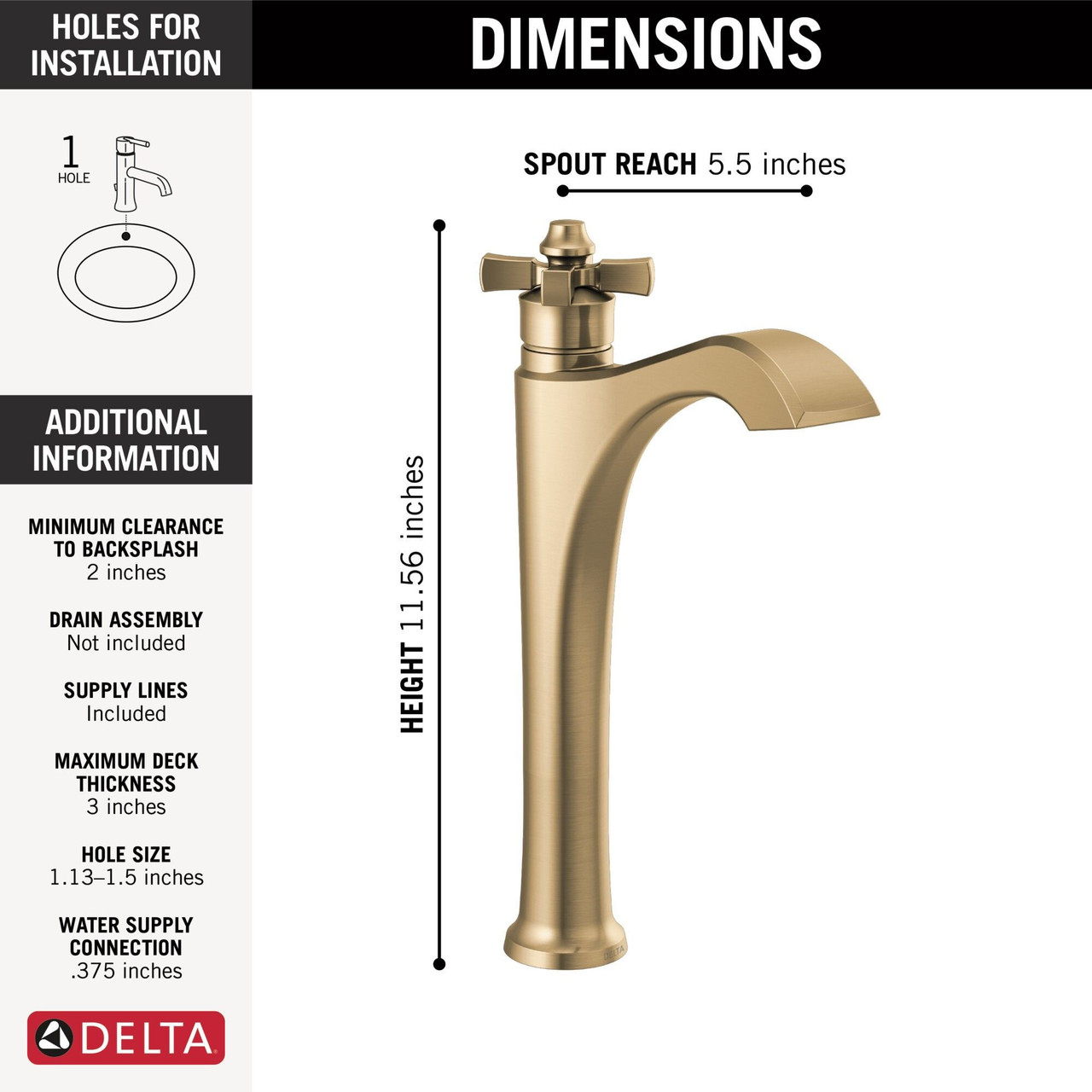 757-CZ-DST Dorval Single Handle Vessel Bathroom Faucet, Champagne Bronze