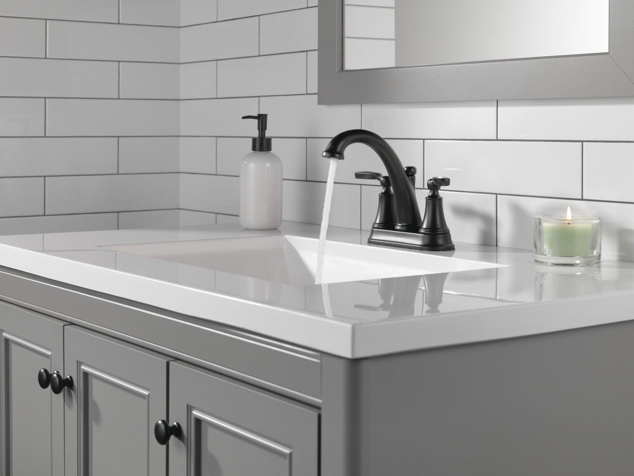 Delta 2532LF-BLTP Woodhurst Two Handle Centerset Bathroom Faucet, Matte Black
