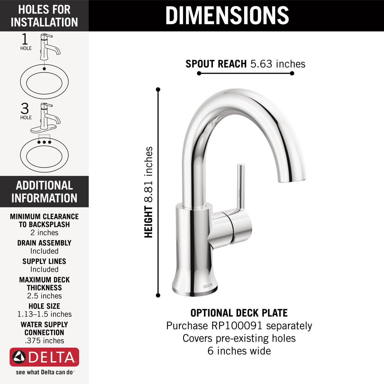 559HAR-GPM-DST Trinsic Single Handle Bathroom Faucet, Chrome