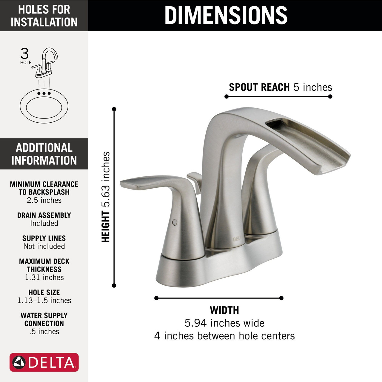 Delta 25724LF-SS-ECO Tolva Two Handle Centerset Bathroom Faucet, Stainless