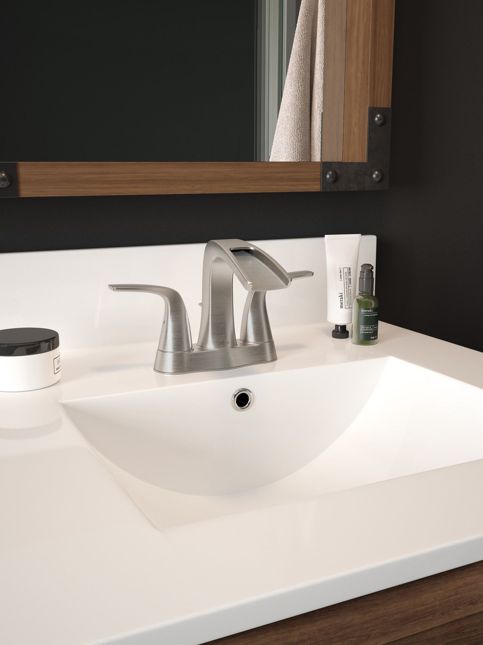 Delta 25724LF-SS-ECO Tolva Two Handle Centerset Bathroom Faucet, Stainless