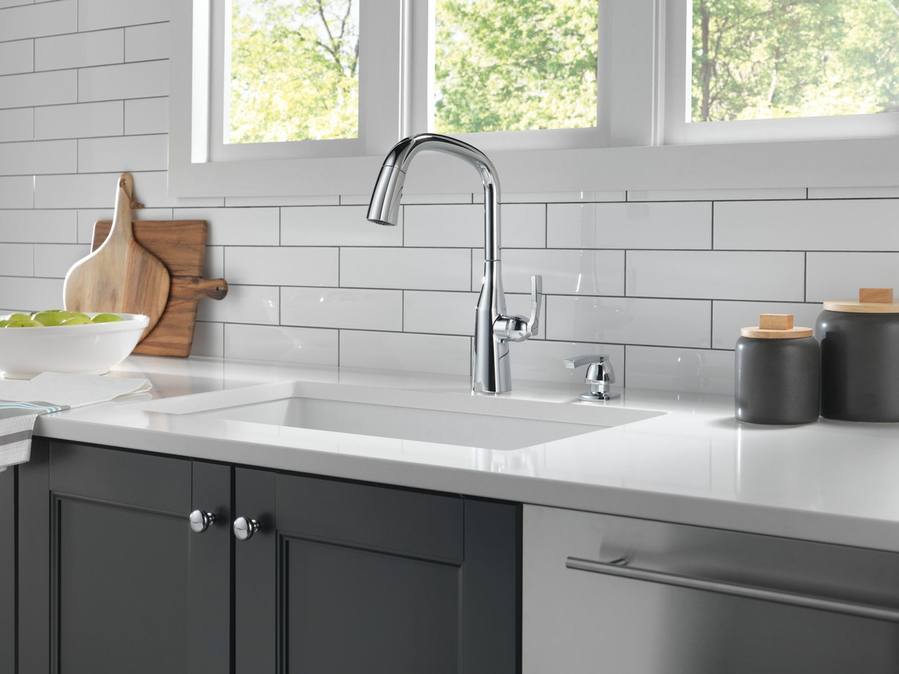 9176-PR-DST Stryke Single Handle Pull Down Kitchen Faucet, Lumicoat Chrome