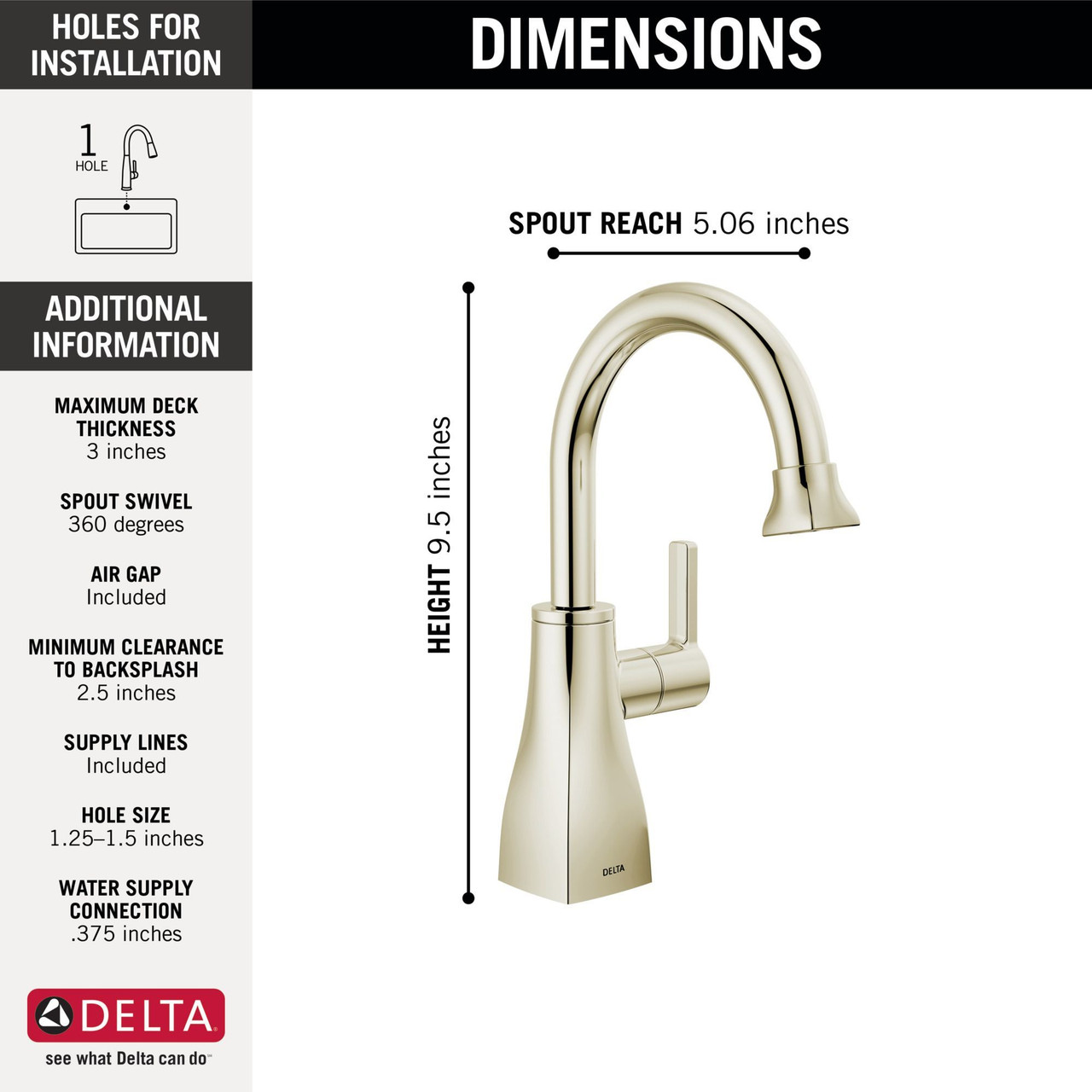 Delta 1940-PN-DST Other Contemporary Square Beverage Faucet, Polished Nickel
