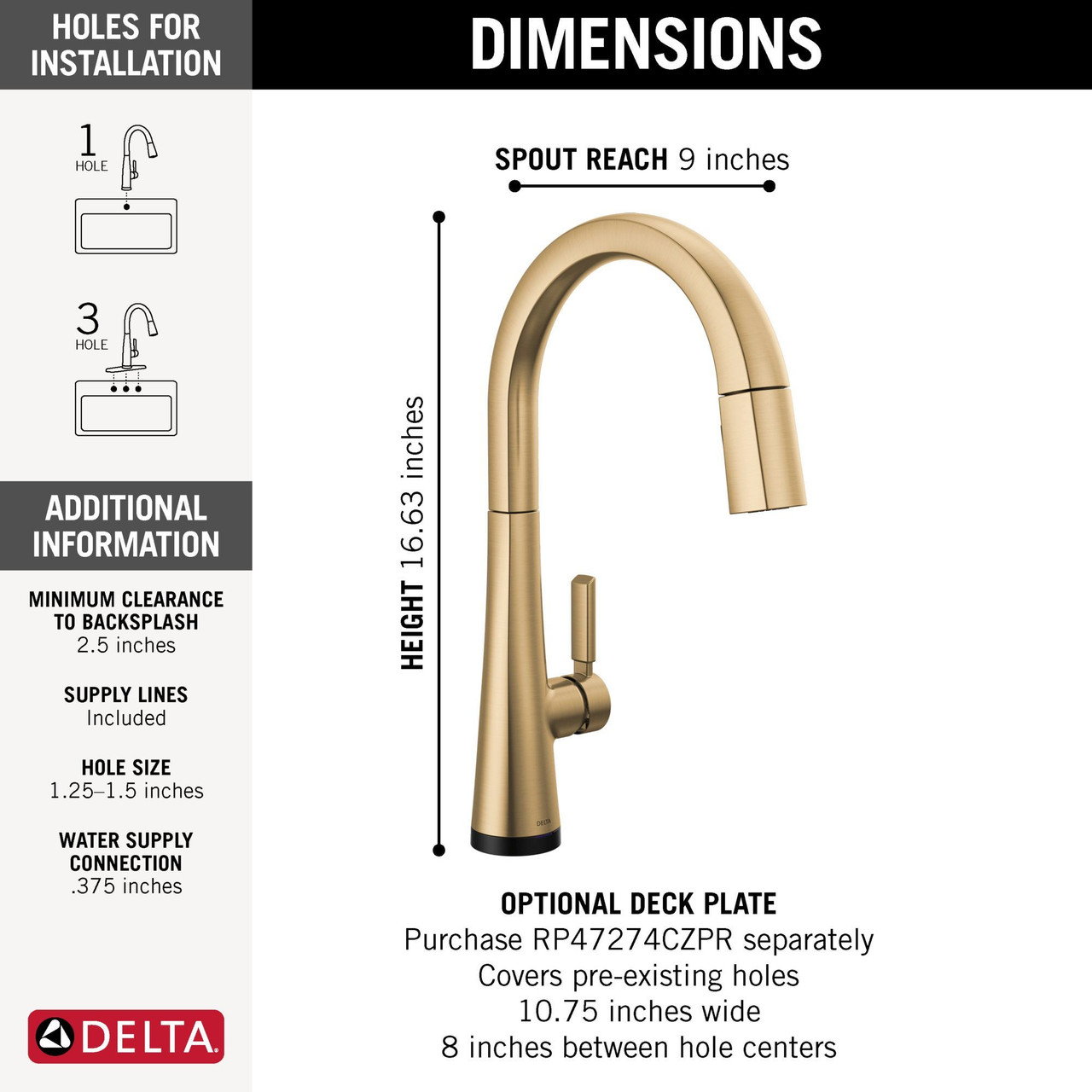 9191T-CZ-PR-DST Monrovia Single Handle Pull Down Kitchen Faucet with Touch2O Technology, Lumicoat Champagne Bronze