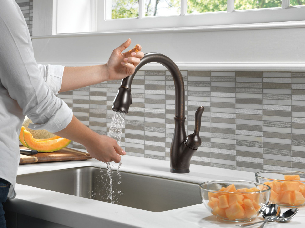 9178TV-RB-DST Leland VoiceIQ Single Handle Pull Down Faucet with Touch2O Technology, Venetian Bronze