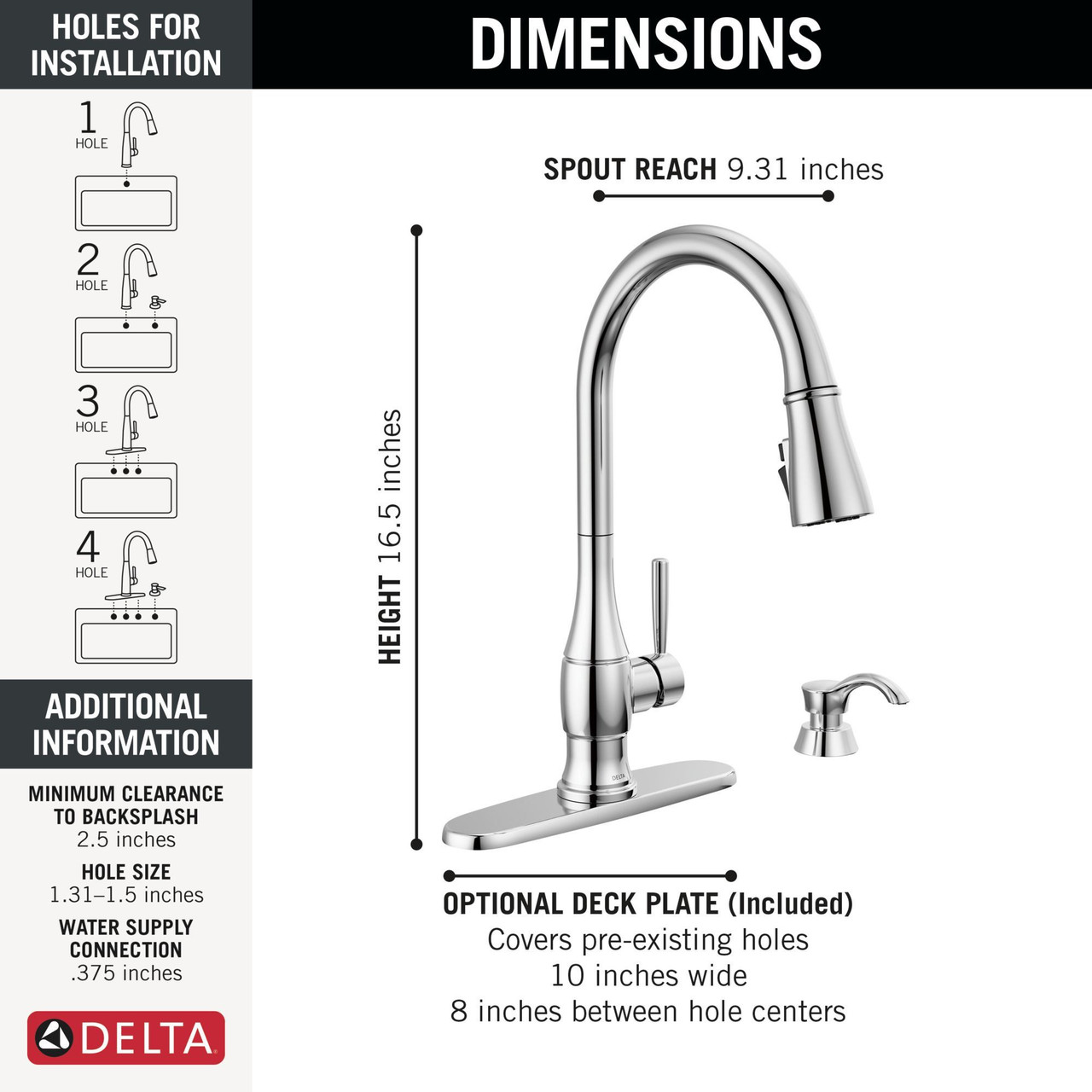 Delta 19831Z-SD-DST Hazelwood Single Handle Pull Down Kitchen Faucet with Soap Dispenser and ShieldSpray Technology, Chrome