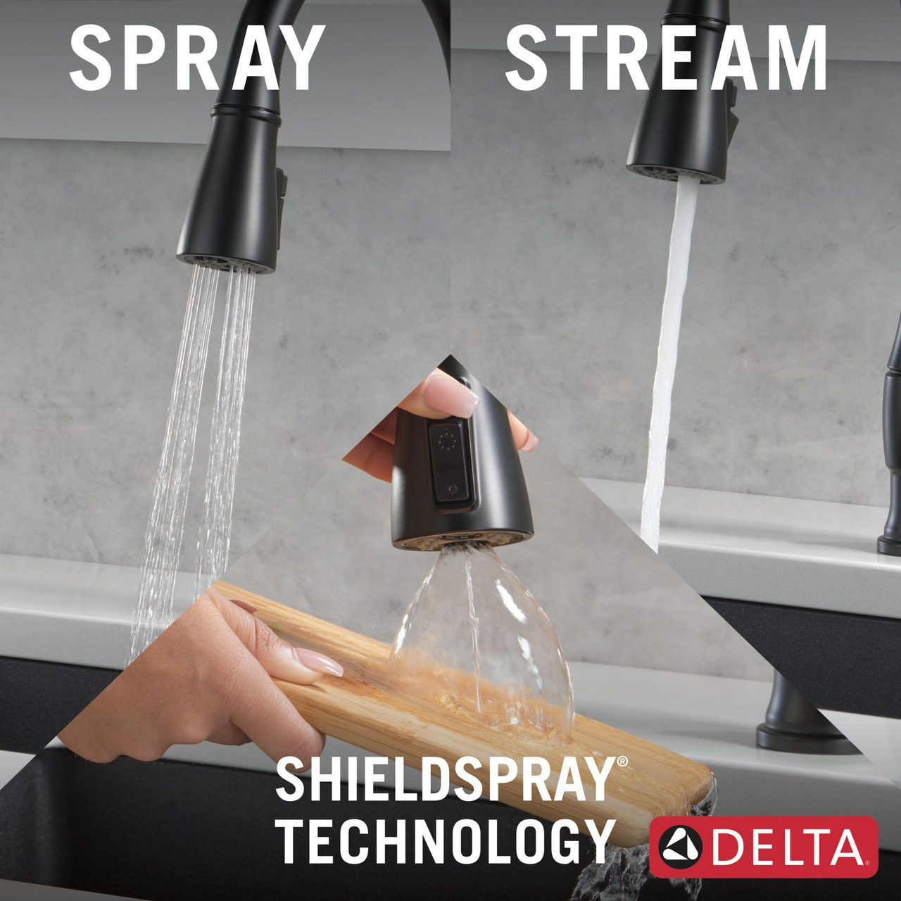 Delta 19831Z-BLSD-DST Hazelwood Single Handle Pull Down Kitchen Faucet with Soap Dispenser and ShieldSpray Technology, Matte Black