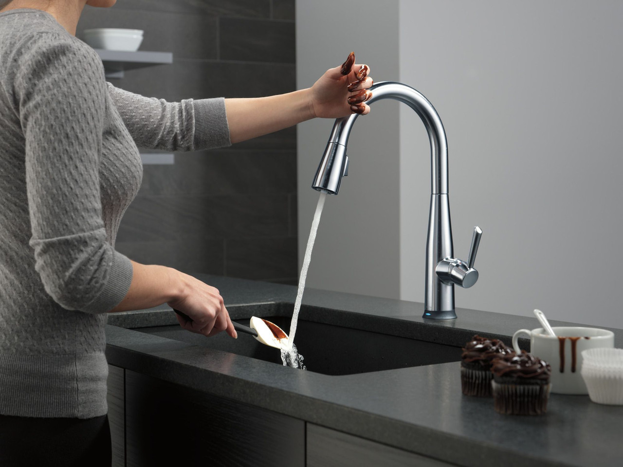 9113TV-AR-DST Essa VoiceIQ Single Handle Pull Down Faucet with Touch2O Technology, Arctic Stainless