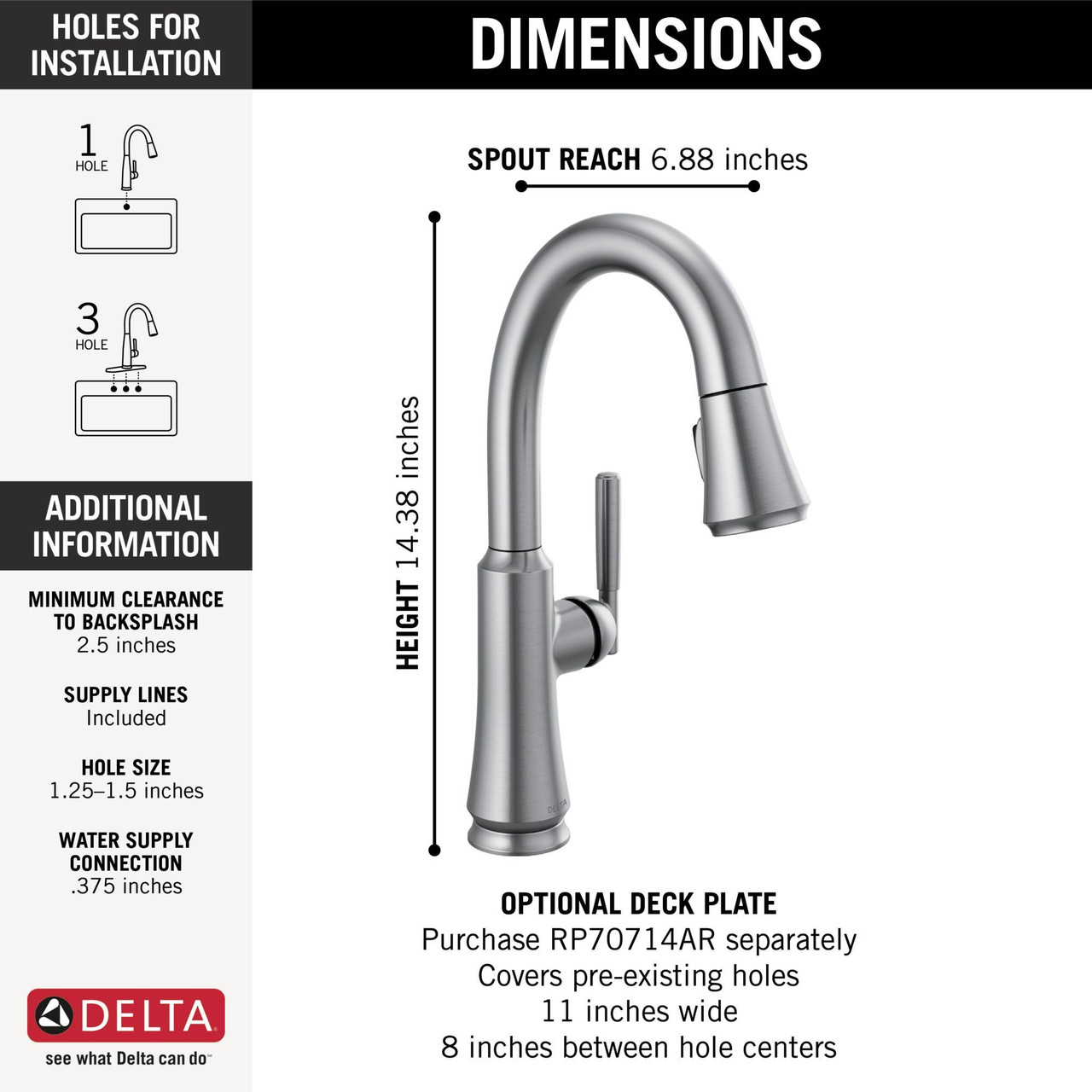 9979-AR-DST Coranto Single Handle Pull Down Bar or Prep Faucet, Arctic Stainless