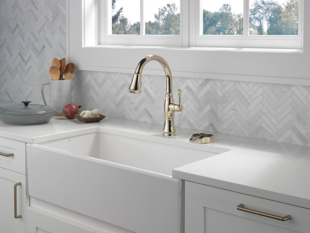 9197-PN-PR-DST Cassidy Single Handle Pull Down Kitchen Faucet, Lumicoat Polished Nickel