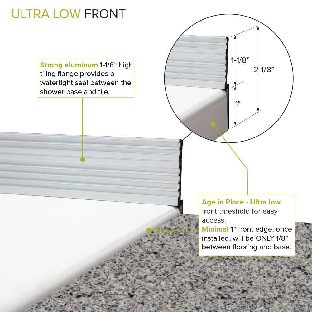 FZS6036-31 60-in L x 35.5-in W Zero Threshold End Drain Shower Base, White