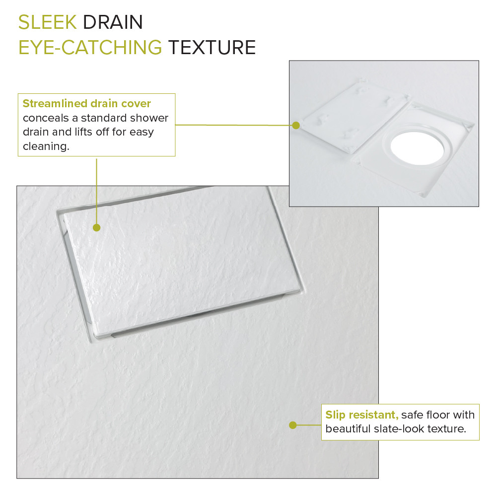 FZS6036-31 60-in L x 35.5-in W Zero Threshold End Drain Shower Base, White