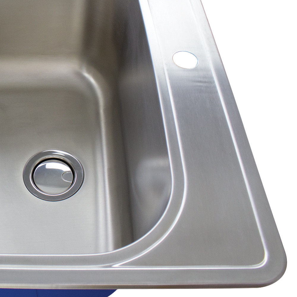 MTSB252212-1 Meridian Stainless Steel 25-in x 22-in x 12-in Laundry/Utility Sink with 1-Hole in Brushed Finish